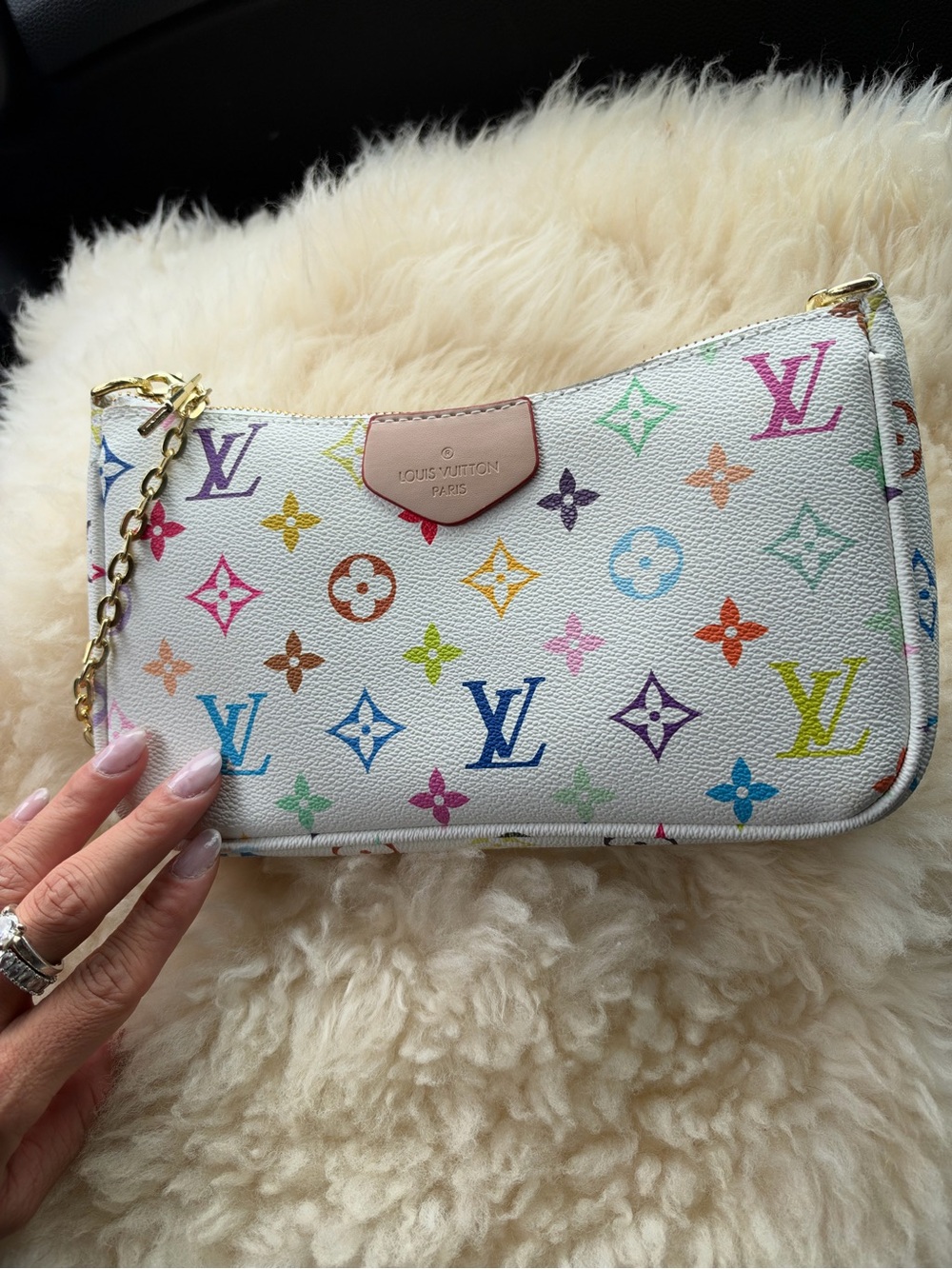 Louis Vuitton White Multicolor Monogram Pochette